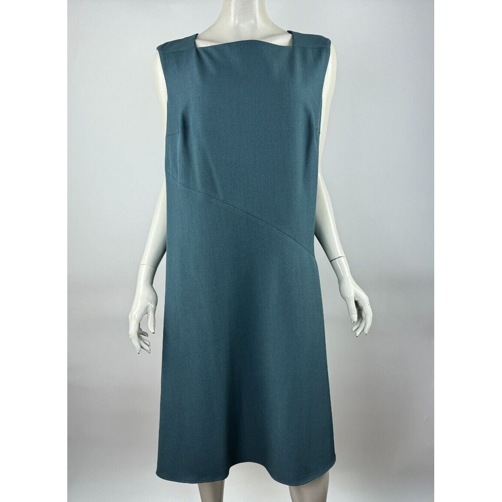 Mm Lafleur Sleeveless Fit & Flare Dress Women +1 Euc Square Neck Stretch Green